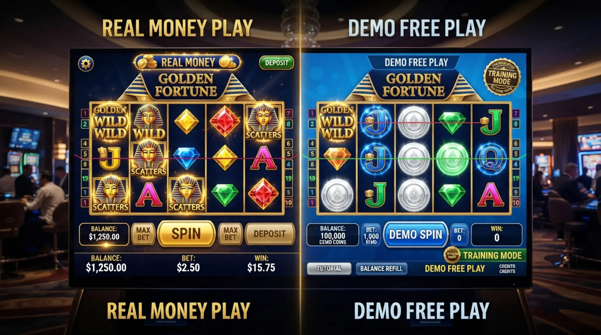 Real money kontra demo w slotach Porównanie gry na pieniądze i w trybie demo na slotach online